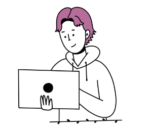 Illustration of Student on a Computer